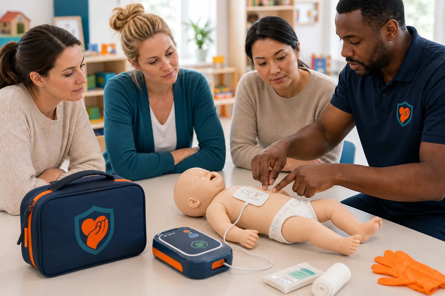 Illustration d’une formation en premiers soins pour bébés